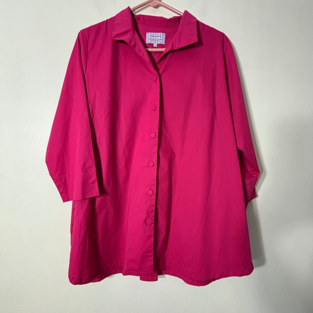Diane Bailey Button Down Shirt Womens Size L Pink The Beach House SSI Resort